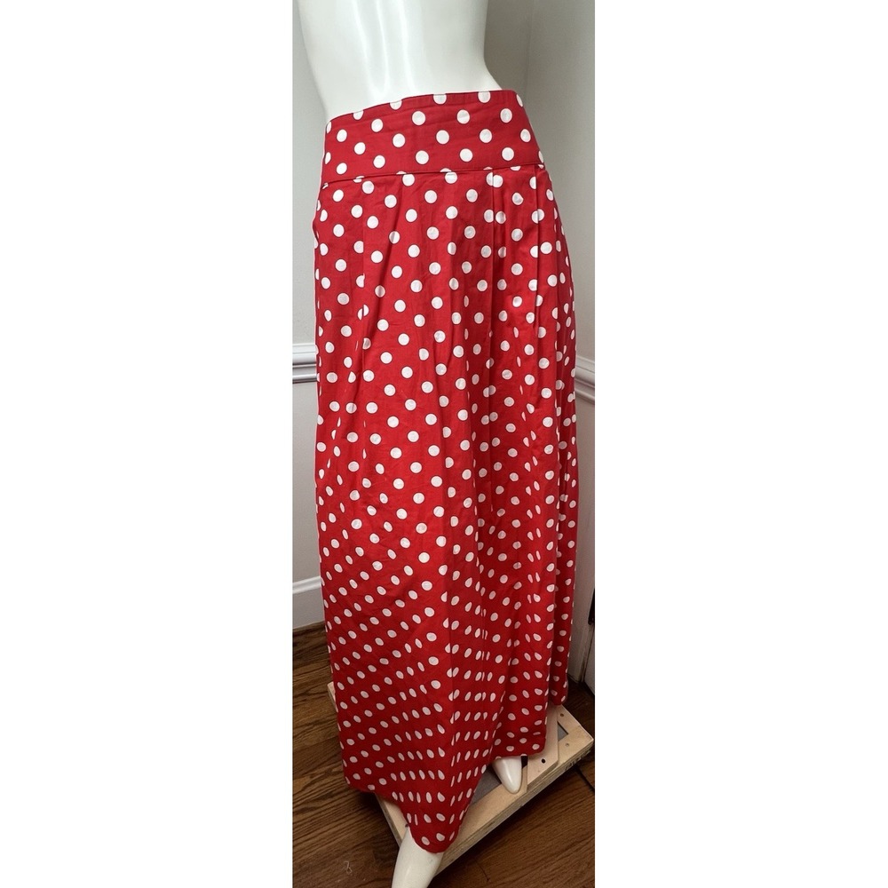 Polka Dot Maxi Skirt - High Waisted A-Line, Pleated Custom Made Pockets